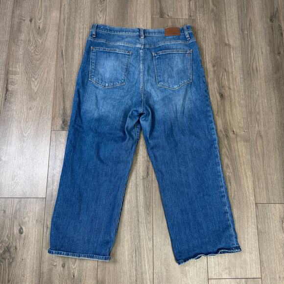 Madewell Slim Wide Leg Crop Olympia Wash Button Front Jeans US Women's 32 - Picture 3 of 8